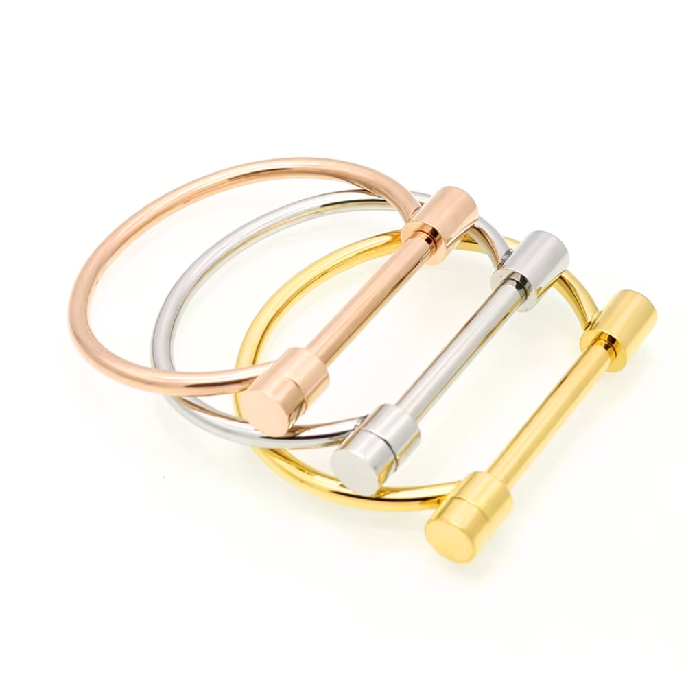 Bar w/ Screw Bangle Bracelet - Stainless Steel