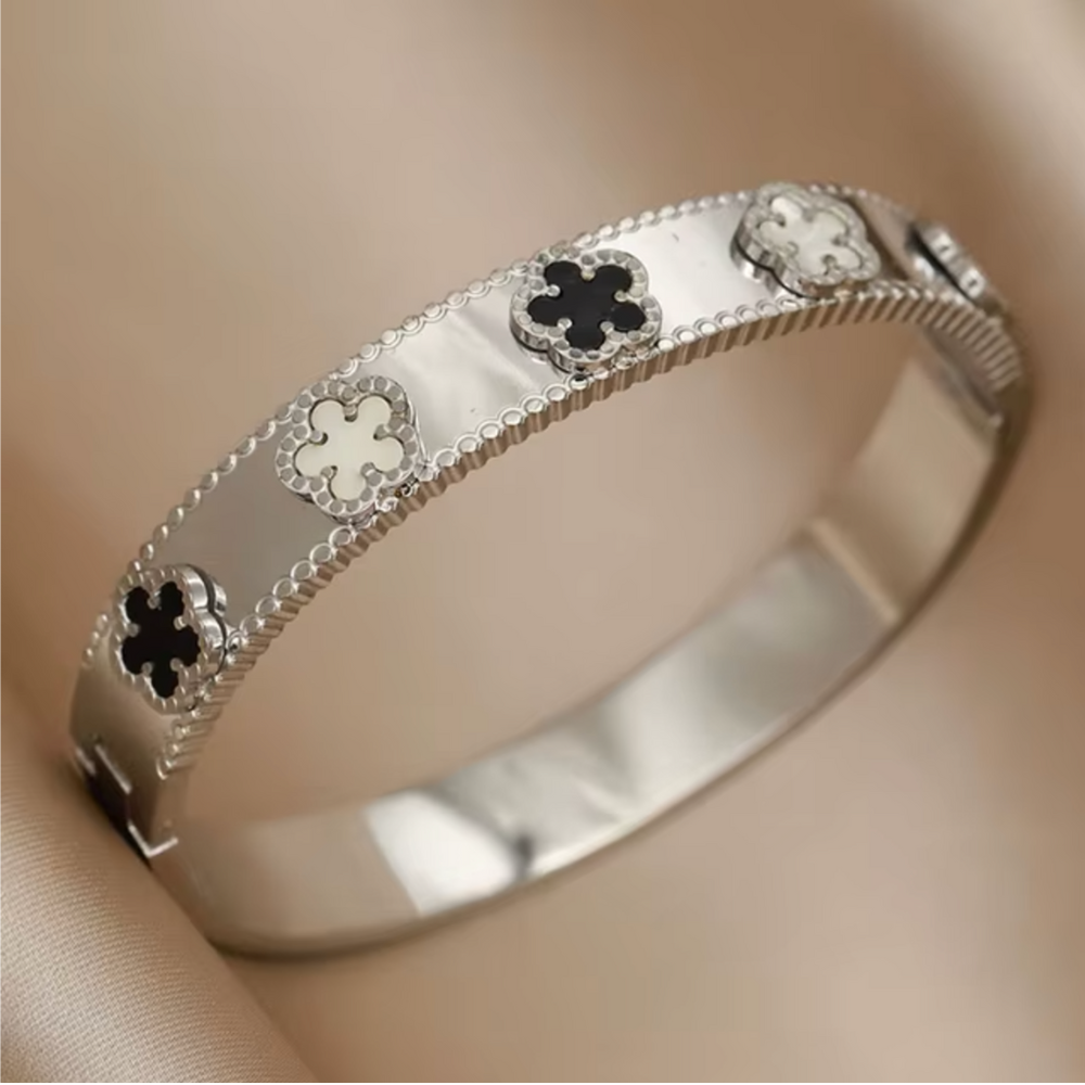 Clover Bangle Bracelet - Stainless Steel
